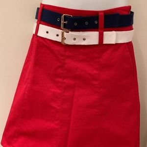 Love Moschino red A line skirt twin belts